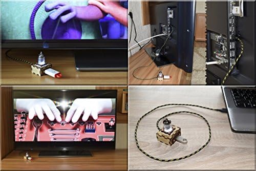 Удължителен кабел, USB кабел, ръчно изработени от Дървена ЧЕРВЕНА Пентодной Вакуумна тръба с трайни Вязаным найлонови кабел с дължина 1 М /3 фута. (Етикети: Ръчна изработка от дърво, Ретро Реколта, Отлагания,