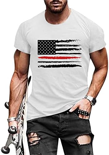 Тениска с Американския Флаг Jiabing, Мъжки Годишна Ежедневна Тениска С кръгло деколте и Принтом Флаг, Тениска с Къс ръкав, Топ, Блуза