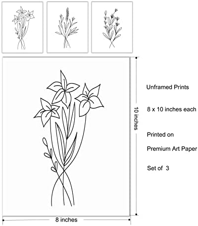Черно-бели стенни щампи за хол, спалня, Кухня, офис, Стенен интериор на банята, Минималистичные стенни щампи, ботанически щампи, Плакат с растения, Цветя, картини, Набор от 3,8 x 10, без рамка.