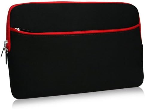 Калъф BoxWave, Съвместима с Fujitsu Stylistic Q7311 - Мек гащеризон с джоб, Мека чанта, Неопреновый чанта, джоб на ръкава за Fujitsu Stylistic Q7311 - Черно jet black с червена тапицерия