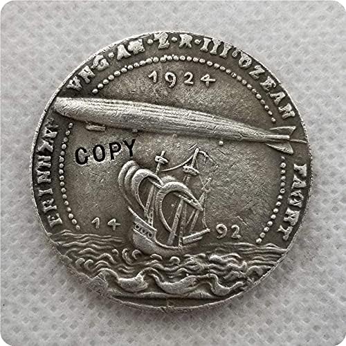 Полет Цеппелина 1492 1924 Медал на Копие Монети Възпоменателни Монети за Сувенирни Копия на Новост Монета, Монета за Подарък