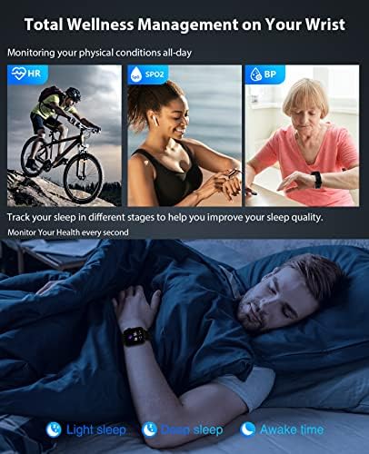Смарт часовници за мъже и жени, Android, iPhone, Тракери активност и Умни часовници с Bluetooth-разговори (Отговор/набиране) 1,85 HD Сензорен екран, Фитнес наблюдение на сърдечната честота, SpO2, следи кръвното налягане