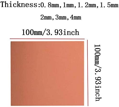 XUNKUAENXUAN Метална Мед Медно фолио лист Метална плоча Материал за рязане на Латунная табела (Размера, Дебелина: 0,8 мм)
