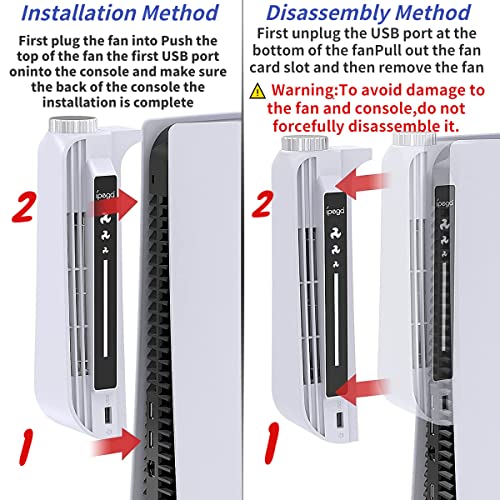 Охлаждащ вентилатор за PS5 с led индикатор и допълнителен USB порт, Трехскоростной охладител PS5 с възможност за регулиране, ниско ниво на шум / Бързо отвеждане на топлината, висока скорост на вятъра Центробежен вентилатор