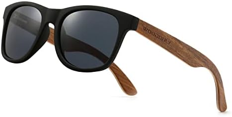 Поляризирани Слънчеви Очила WOODONLY в Ретро стил от Дърво - Matte Дограма в Стръмен Стил с Дървени Виском за Мъже и Жени, Добри Подаръци