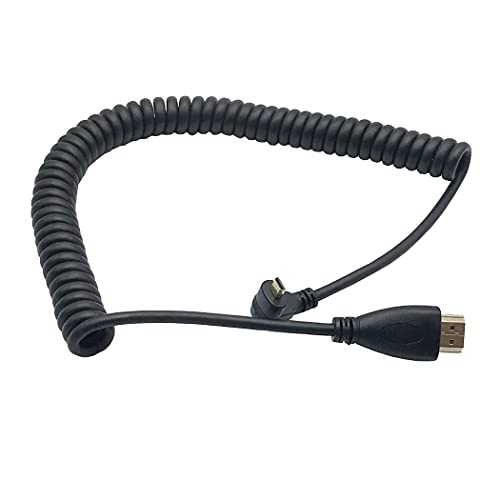 Спирален кабел Micro HDMI Seadream 4k; Правоъгълен Спирален кабел Micro HDMI-Full HDMI мъж към мъж - Дължина от 50 см до 1.8 м - Поддържа Ethernet, 3D, 4K 1080P (под прав ъгъл)