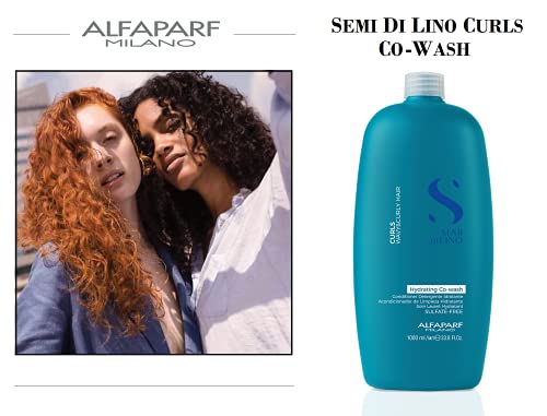 Alfaparf Milano Semi Di Lino Curls Овлажняващ средство за измиване на косата без сулфати за вълнообразни и къдрава коса - Овлажнява и подхранва - Намалява завивание - Предпазва от влага - Формула, благоприятна за вегани