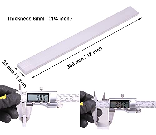 6 Броя 1/4 (6 мм) X 1 (25 mm) на Квадратен Алуминиеви Плоски бара с Дължина 12 сантиметра.2366061 Плоча с общо предназначение, T6511 Масивна Нова Заготовка за смилане