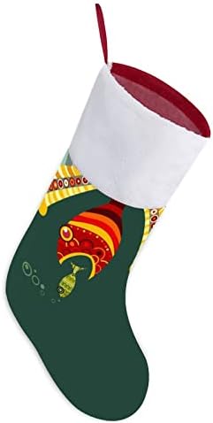 Забавна Рибка Коледен Отглеждане Окачени Чорапи С Принтом Коледно Дърво Украса За Камината