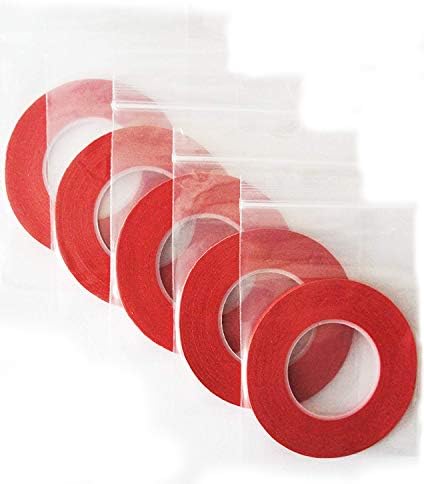 Модерен Дизайн лентата за манекени, двустаен, Обзаведен, Студентски, 3 мм, Дължина 25 м – Червена, Опаковка от 5 ролки
