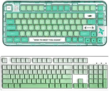 Безжична ръчна клавиатура YUNZII Coolkiller CK75 с възможност за гореща замяна (Glory Switch, мятно-зелен) - набор от клавишните комбинации с градиентным профил черешов цвят, пролетта-зелена
