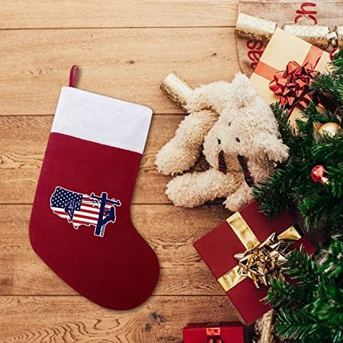 Американският Линеен Играч Коледни Чорапи, Чорапи с Плюшено Камина, Висящи за Домашен интериор Елхи