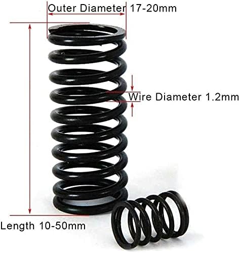 Кутия система за компресиране на Высокоэластичная чернящая пружина От марганцевой стомана Пружина тел с диаметър 1, 2 мм, Външен диаметър 10 мм и Дължина от 10 до 50 мм, 10 бр. Претъпкана пружина (Размер: 1,2x10x35