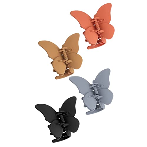 2023 Дизайнерски Дамски Аксесоари за Коса, Акрилни Пластмасови Щипки за коса с пеперуди За жени и Момичета, Големи Нескользящие Скоби с пеперуди, Щипки за коса за малки момичета (черен, един размер)
