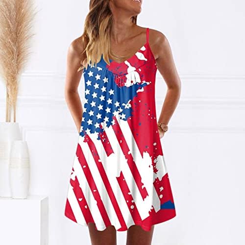 MIASHUI Дълга рокля Ежедневното за жени, Ден на независимостта за жени, Американското рокля на 4 юли, Елегантни Ежедневни рокли в стил Бохо с принтом