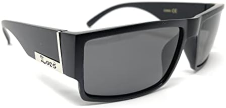 Locs Мъжки Гангстерские Слънчеви Очила с плосък връх в Черно-Сребристи рамки 91026 (Черно), 5,5 ш x 1,75 в