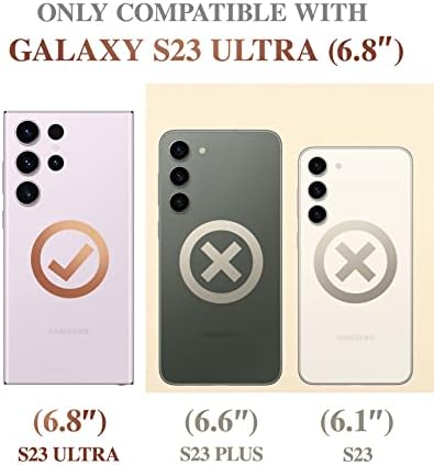 Комплект GVIEWIN - Съвместим с Samsung Galaxy S23 Ultra с плъзгащ се капак за фотоапарата (Млечния път / лилаво) + държач за пръстени за мобилен телефон (лилав блясък) (комплект от 2 теми)