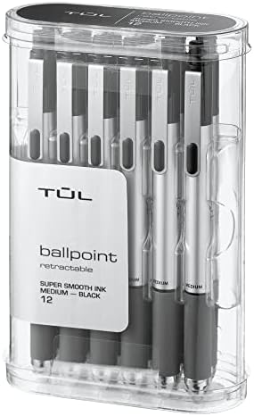 Прибиращи химикалки TUL® BP3, средна точка, 1,0 мм, сребрист корпус, черно мастило, опаковки от 12 дръжки